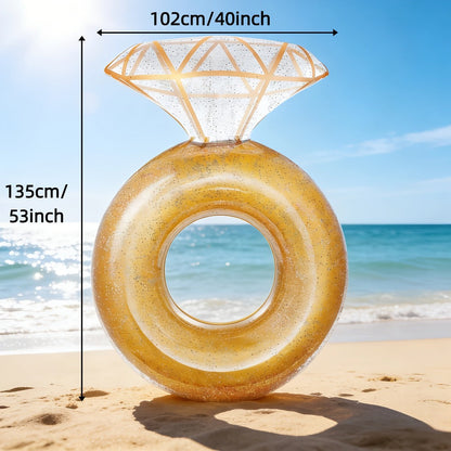 Giant Engagement Ring Pool Float 49×31 Inch Inflatable Diamond Ring Floatie for Bachelorette Party Bridal Shower Wedding Pool Decoration Adults Gold White Pink