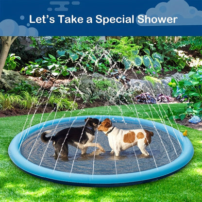 Dog Splash Pad for Large Dogs Extra Thick 0.6mm – Non-Slip Heavy Duty Sprinkler Pool & Cooling Mat for Jumbo & Big Breeds, Outdoor Summer Backyard Water Play Fountain, Pet Cooling Gift