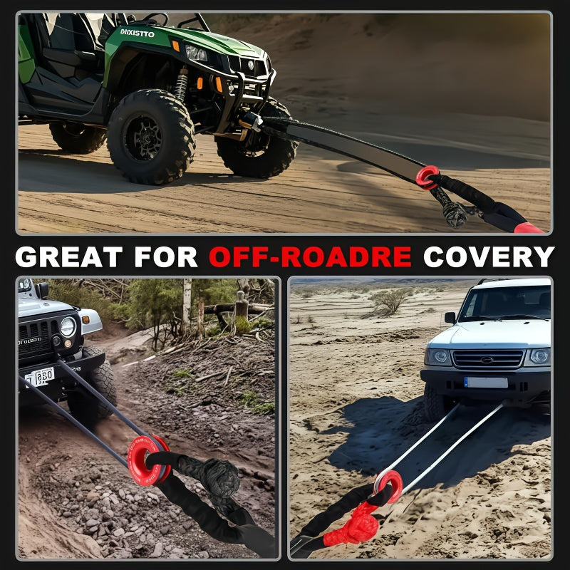 41000lbs Winch Rope Synthetic Soft Shackle Or Recovery Ring Set Rugged Shackles W/ Protective Sleeve for ATV UTV SUV Truck Off-Road Vehicle