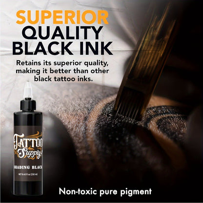 Neebol Super Black Tattoo Ink Darkest Outlining Shading Blending Fade-Resistant Professional Body Art Pigment for Artists & Beginners 100ml 250ml