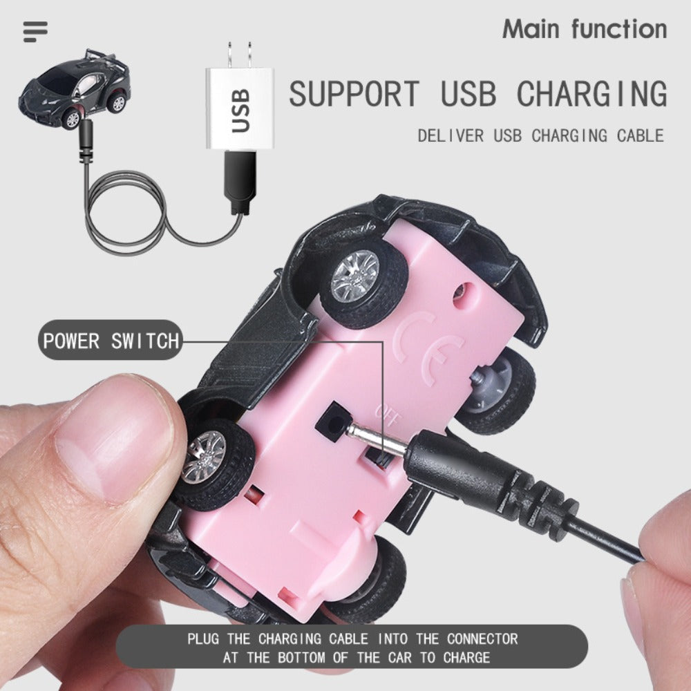 Watch Remote Control Car for Kids Mini Alloy Electric RC Racing Car with Wearable Wrist Watch Controller – Cool Unique Birthday Christmas Halloween Gift for Boys Girls Ages 4+, Blue Pink Indoor Toy Car