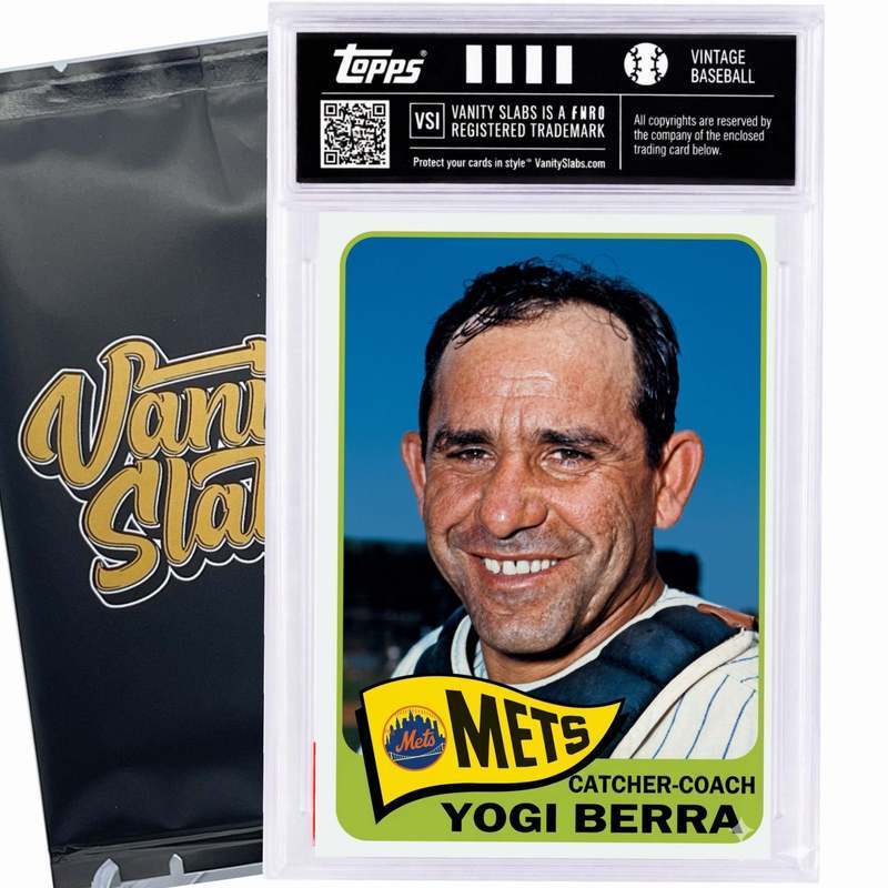 Vintage Baseball Card Mystery Slab 1965 Topps – 1 Random Authentic Card Encased in Vanity Slab | 598-Card Set Chase | Mickey Mantle, Willie Mays & Hall of Famers Possible | Collector Gift