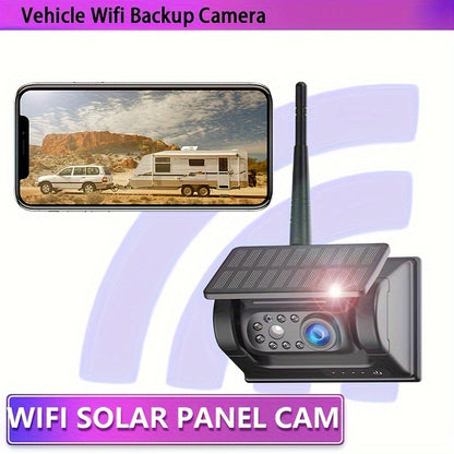 2025 Upgraded Wifi Magnetic Single Solar Wireless Backup Camera for Truck RV Trailer, Rechargeable 1080P Wide Rear View Camera, Infrared Night Vision, Recording, App for Phone IOS Android, Long Battery Life