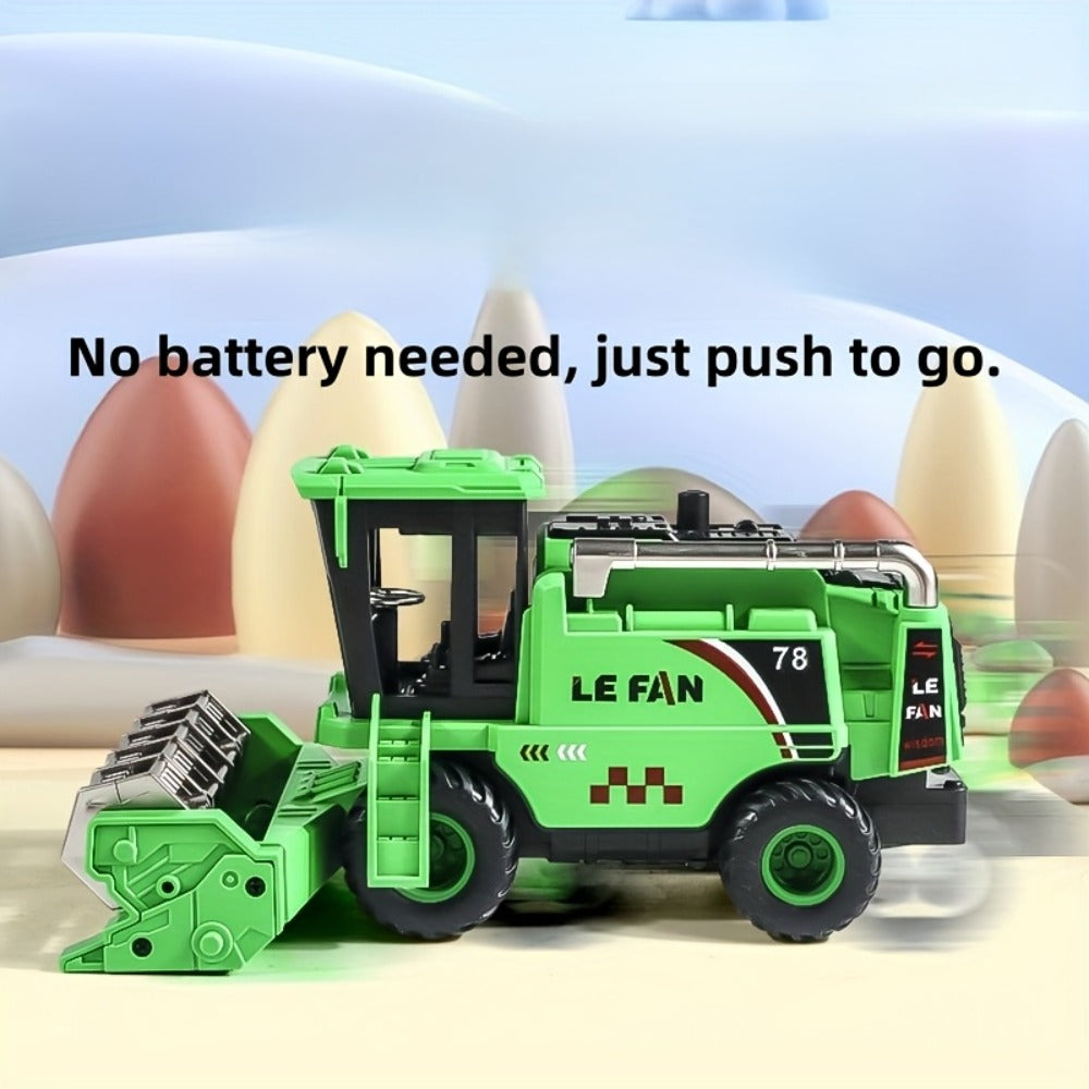 Wheat Harvester Toy Car Inertia Friction Powered Agricultural Vehicle Simulation Model for Kids Boys Girls Ages 3+ – Battery-Free Farm Truck Toy Birthday Christmas Gift