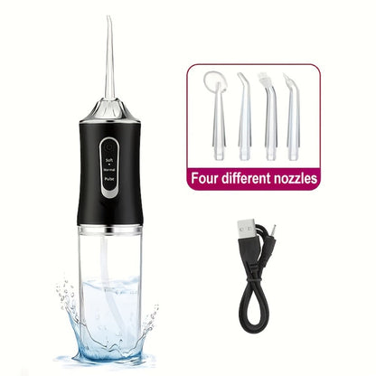 Electric Oral Irrigator Water Flosser with 360° Rotating Nozzle & Precision Pressure Control — Deep Cleans Teeth & Gums, Replaceable Heads, USB Rechargeable, 4 Colors, Home & Travel