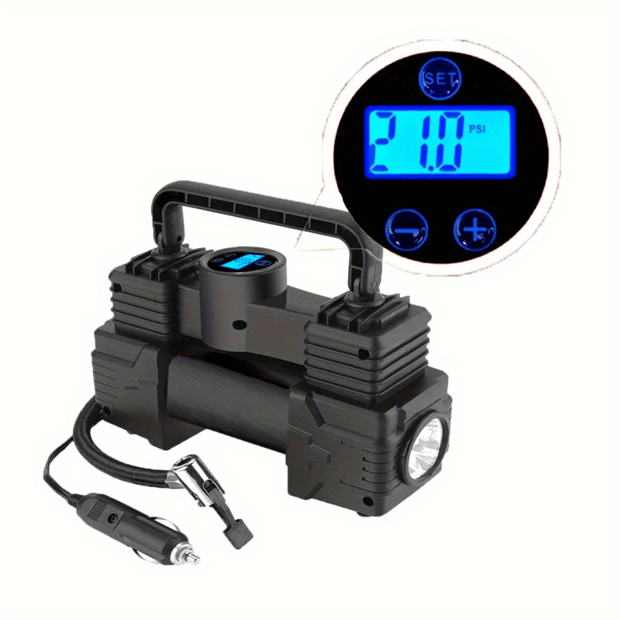 1pc Tire Inflator Portable Air Compressor 150PSI, 12V Car Air Pump with Digital Display, LED Lights, Car Power Outlet Lighter for Cars, Motorcycles, Bikes And Balls