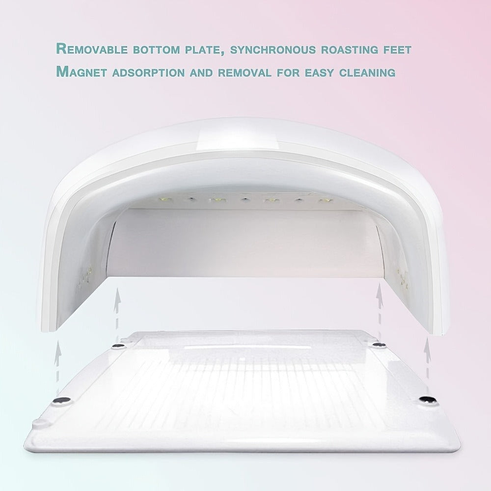 UV LED Nail Lamp 33 LEDs 4 Timer Settings Rechargeable Gel Nail Dryer All Gel Polish Full Hand Curing Low Heat Mode Home Salon Manicure Pedicure Tool Pink Blue White