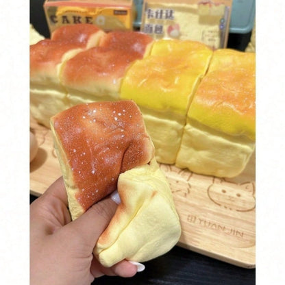 Squishy Bread Slow Rising Stress Relief Toy – Soft Skin-Touch Simulated Bread Fidget Squeeze Toy Non-Toxic Desk Decor Anxiety Relief Gift for Kids Adults