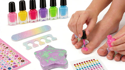 Pedicure Play Set for Girls 8+ – 320+ Pieces Pretend Spa Kit with Colorful Nail Polishes & Stickers | Girls Self Care Party Toy | Best Birthday Christmas Gift for Kids Tweens