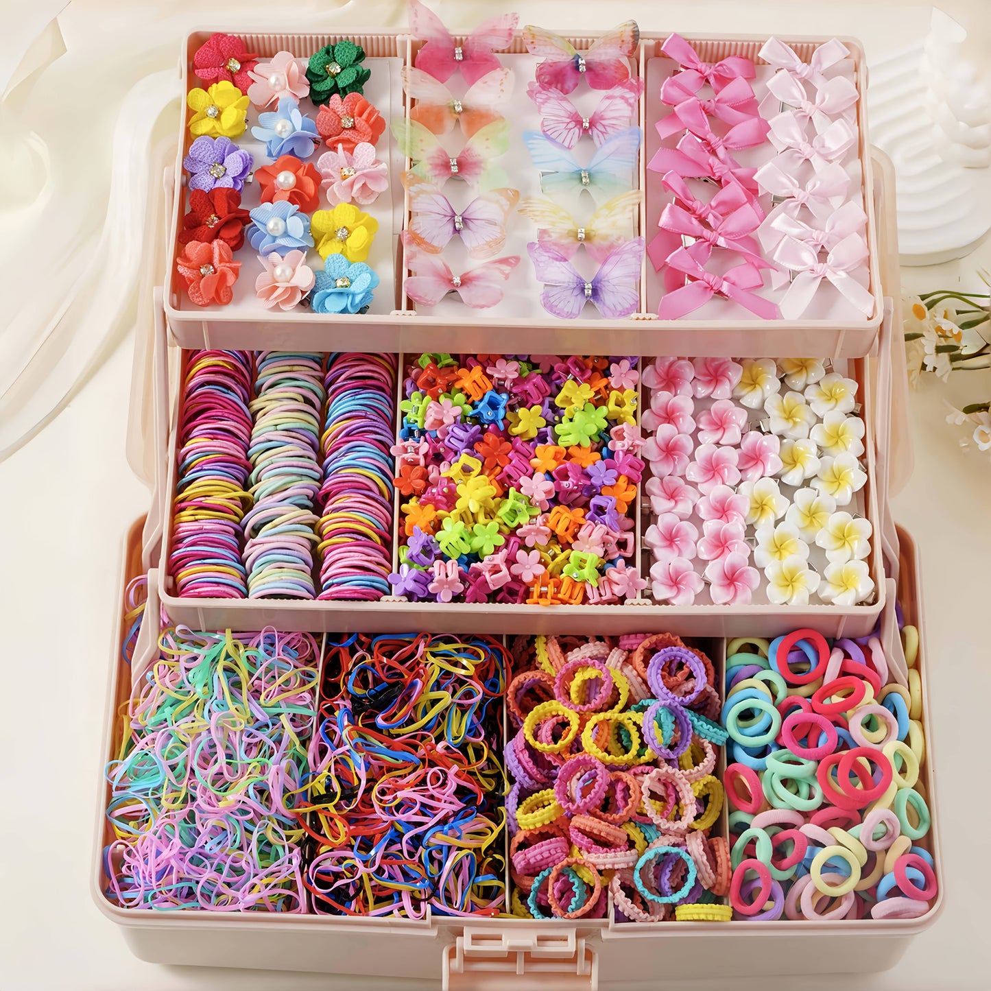 Girls' Hair Accessories Set 748-Piece - Clips and Ties