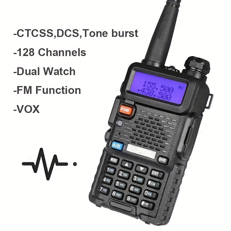 Set of 2 BAOFENG 5W High-Power Dual-Band Two-Way Wireless Handheld Portable Walkie Talkies for Hunting