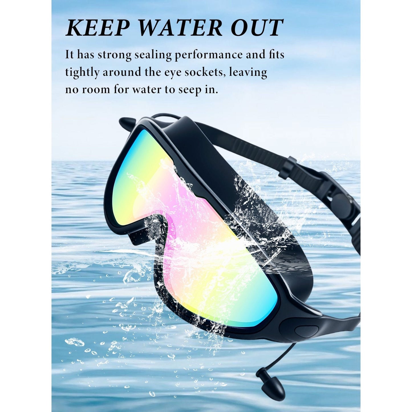 HD Swim Goggles 2 Pack – Anti-Fog Clear Vision, Adjustable Strap, Soft Seal Comfortable Fit for Adults, Pool Training Beach Water Sports, Earplugs Nose Clip Case Included
