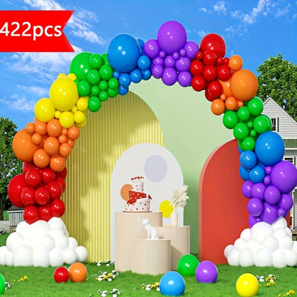 Balloon Arch Kit 422 Pcs Rainbow Matte Latex Balloons in 4 Sizes 5" 10" 12" 18" – DIY Balloon Garland for Birthday Baby Shower Wedding Bridal Shower Graduation & Holiday Party Decorations