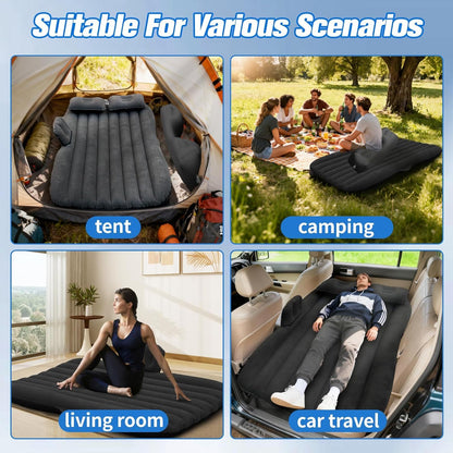 Inflatable Car Air Mattress for SUV, Truck & Back Seat – Fast Inflate Portable Camping Bed with Pillow, Air Pump & Carry Bag for Road Trips & Car Camping