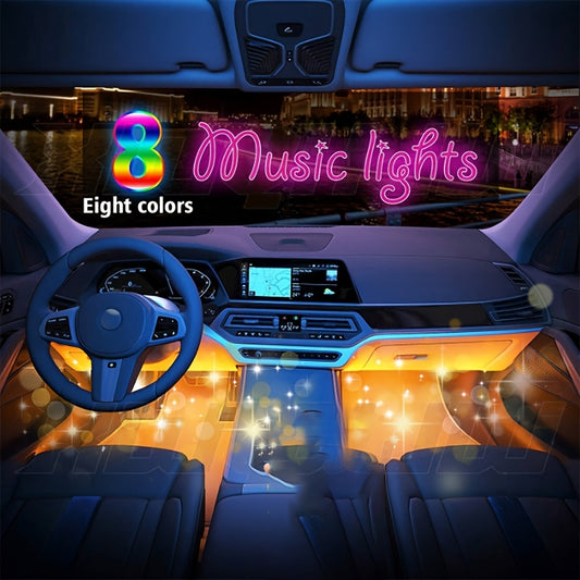 4pcs RGB Interior LED Lighting Kit, with Multiple Color Options for Display, Featuring DIY And Music Modes, Suitable for All Vehicles, Via APP And Remote Control