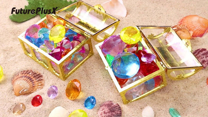 Pool Diving Gems 50 Piece Set with Pirate Treasure Chest – Underwater Acrylic Gemstone Dive Game for Kids | Swimming Pool Toy for Boys & Girls, Summer Birthday Party & Pool Party Gift