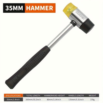 Double-Head Rubber Mallet – Plastic Installation Hammer with Rubber Handle, Rebound-Proof Soft Mallet for Floor Installation, Tile, Jewelry, Leather Crafts & Woodworking (25/30/35/40mm)