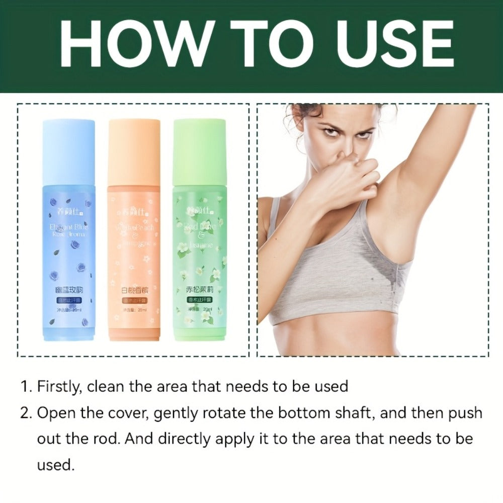 Long Lasting Scented Body Deodorant for Women and Men Non-Greasy Formula - White Peach Champagne Jasmine Blue Rose Scents Fresh Gentle Skin-Safe All Day Freshness Personal Hygiene