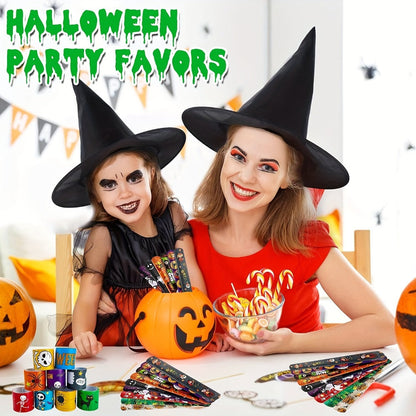 Halloween Slap Bracelets Bulk for Kids – 54/100PCS Halloween Party Favors for Boys & Girls, Spooky Treat Bag Stuffers, Classroom Goodie Gifts, Halloween Toy Accessories
