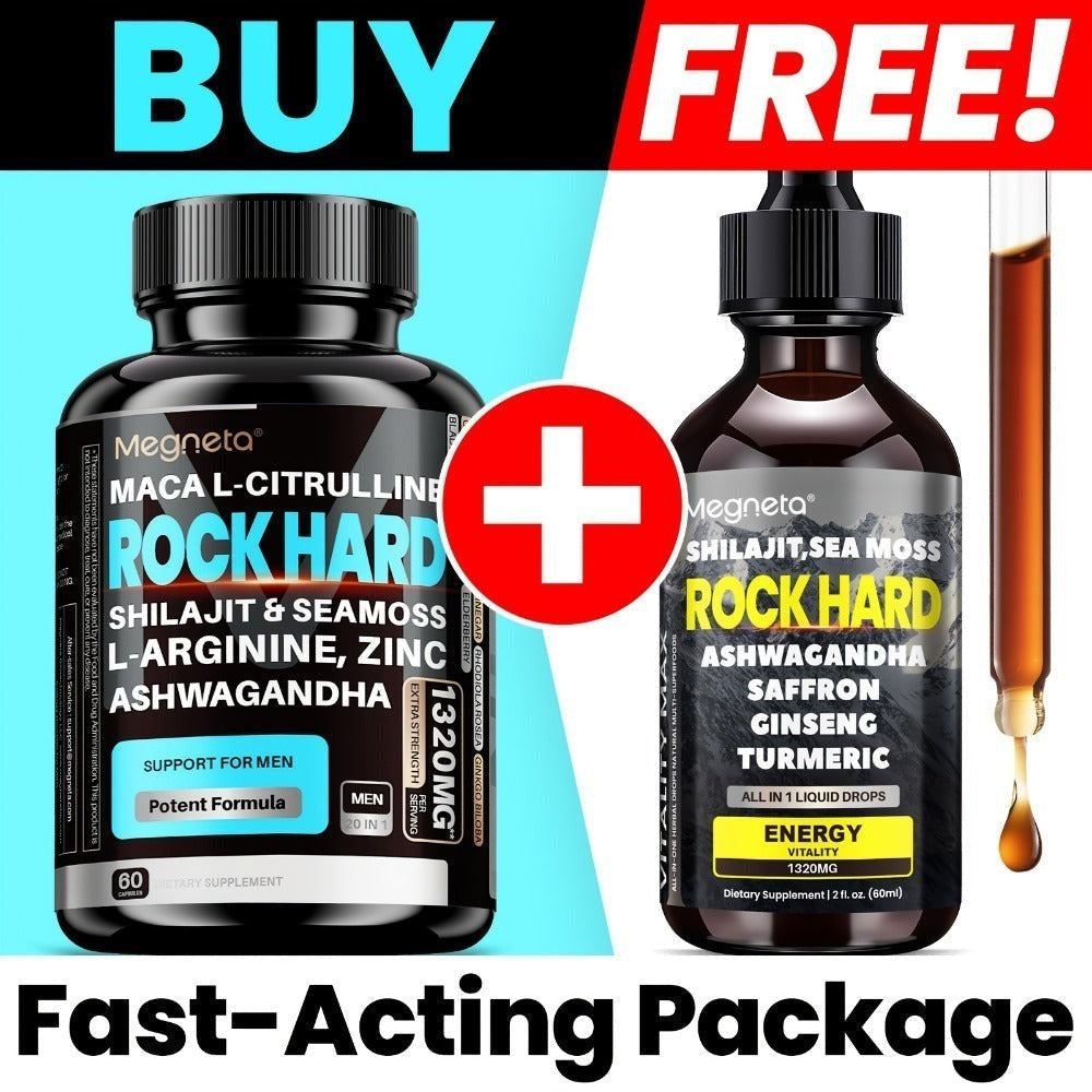 Maca Root Pills with Shilajit Drops for Men – Premium Adaptogen Supplement with Ashwagandha, Sea Moss, Elderberry, Ginger & Saffron | All-in-1 Men's Health Formula | 1 Month Supply | Plant-Based