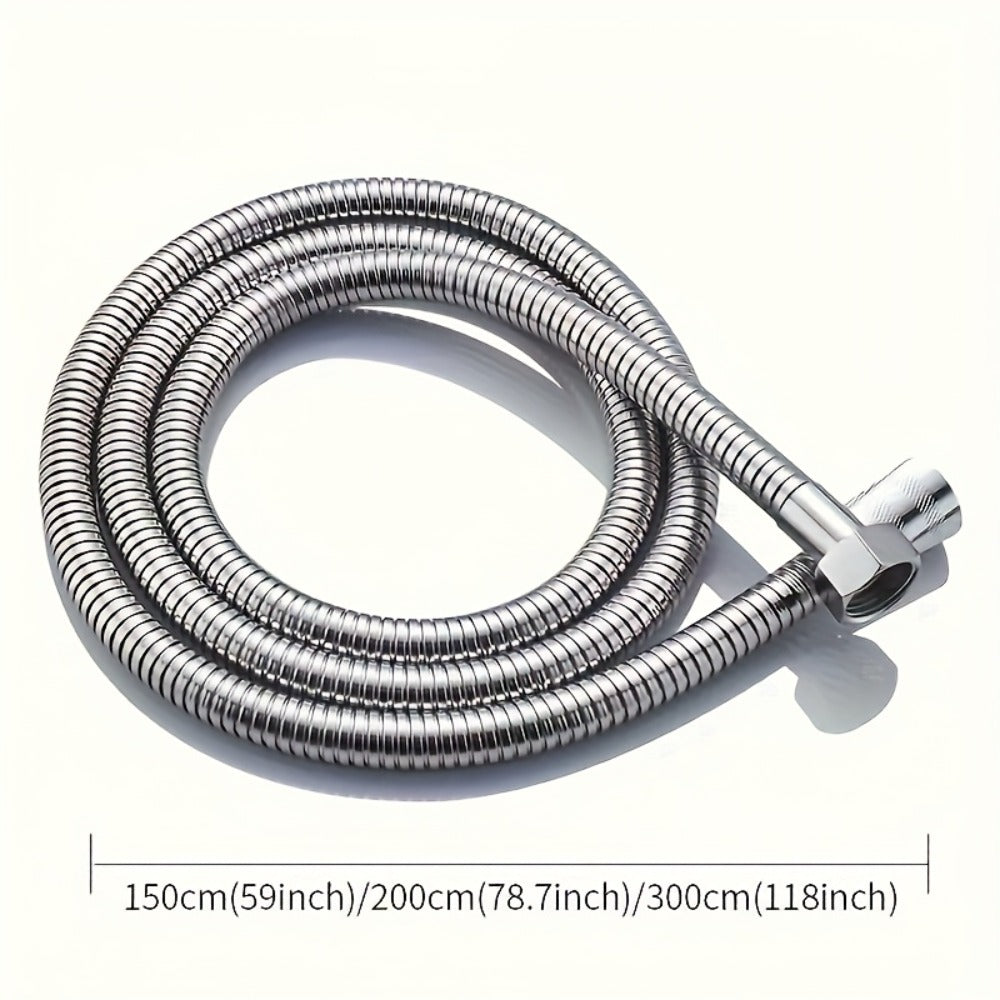 Flexible Stainless Steel Shower Hose Electroplated - Round Shape, Wall-Mounted Easy Install, for Rainfall Shower Heads & Sprayers, 59" / 78.7" / 118" Length Options, Chrome Finish