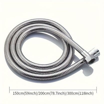 Flexible Stainless Steel Shower Hose Electroplated - Round Shape, Wall-Mounted Easy Install, for Rainfall Shower Heads & Sprayers, 59" / 78.7" / 118" Length Options, Chrome Finish