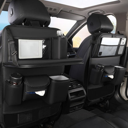 PU Leather Car Seat Back Organizer – Multi-Pocket Backseat Storage Bag with Mesh Pockets, Laptop Holder & Foldable Design for Car Interior Travel Accessories, Black