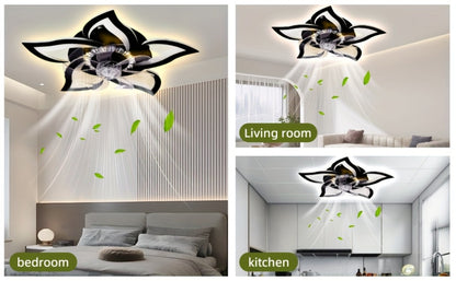Ceiling Fan with Light 27 Inch Flush Mount - Low Profile 6-Speed 3-Color Dimmable LED, Remote & App Control, Modern Ceiling Fan for Bedroom, Living Room, Room Decor, Black or White