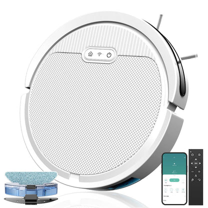 Robot Vacuum Cleaner Mop Combo 5000Pa Max Suction 2-in-1 with App & Voice Control - Scheduled Cleaning, Auto Recharge, for Pet Hair, Low Pile Carpet & Hard Floors, 12.2 inch Slim Design, Multiple Colors