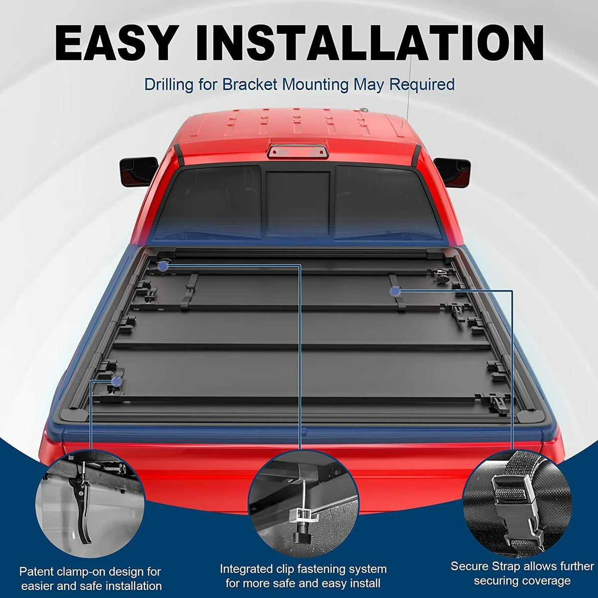 6.4FT/6.5FT 4 Fold Soft Bed Tonneau Cover For Ram 1500 2002-2026 For Ram 2500/3500 2003-2026