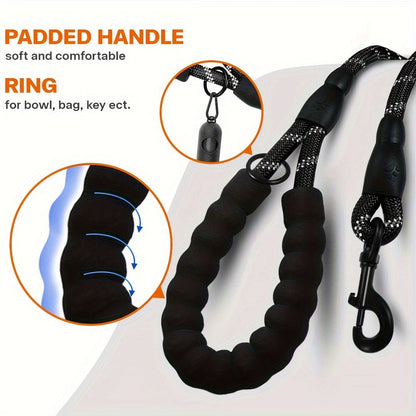 Dual Dog Leash – 360° Tangle-Free Double Dog Walking Leash with Reflective Nylon, Shock-Absorbing & Ergonomic Handle | 78 Inch | 6 Colors