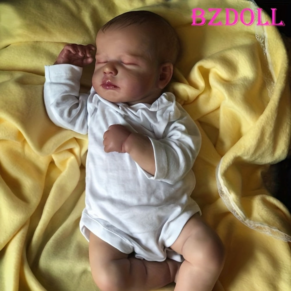 Cloth Body Reborn Baby Doll 20 Inch Sleeping Newborn – 50cm Soft Silicone Head & Limbs, 3D-Painted Skin Visible Veins, Magnetic Pacifier, Birth Certificate Included, Lifelike Gift for Collectors & Kids