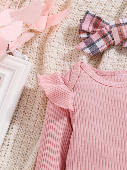 Baby Girls Outfit Set - 2-Piece Plaid