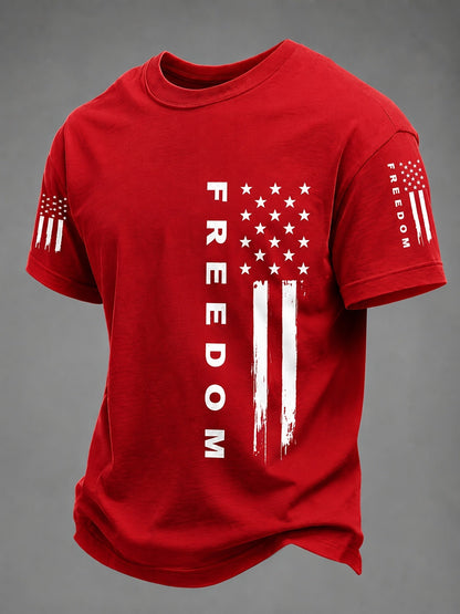 Men's Patriotic T-Shirt - Round Neck Short Sleeve Travel Style