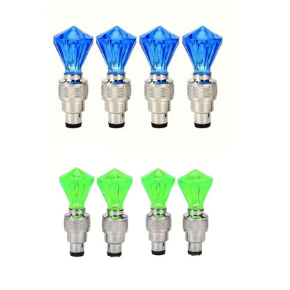 LED Breathing Light Tire Valve Caps – Running Horse & Wind Fire Wheel Light Effect for Car & Motorcycle Wheels