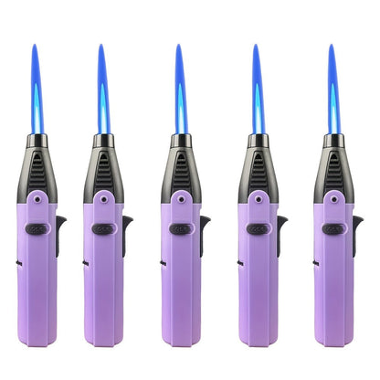 Windproof Torch Lighter 5 Pack Outdoor Butane Gas Lighter Set 1300 1800 Degree Blue Flame Safety Lock Gift Box Camping BBQ Candle Fireplace Butane Not Included