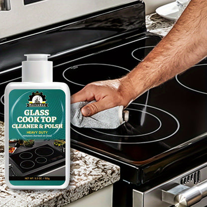 Glass Cooktop Cleaner and Polish – Powerful Stain Remover, Removes Oil Film, Water Spots & Burnt-On Residue, Long-Lasting Surface Protection for Ceramic & Induction Cooktops – 5 Pack Value Set