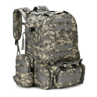 Tactical Backpack 60L MOLLE Military Bag with 3 Detachable Pouches