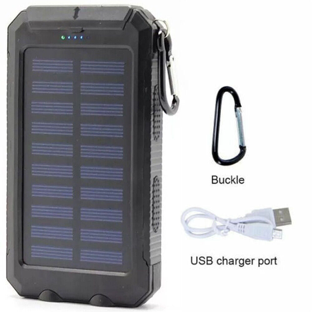 Solar Power Bank 10000mAh Waterproof Portable Charger with LED Light