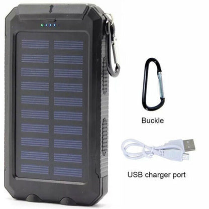 Solar Power Bank 10000mAh Waterproof Portable Charger with LED Light