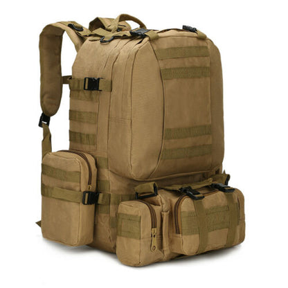 Tactical Backpack 60L MOLLE Military Bag with 3 Detachable Pouches