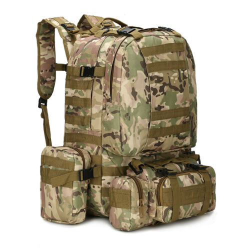 Tactical Backpack 60L MOLLE Military Bag with 3 Detachable Pouches