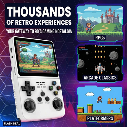 R36S Handheld Game Console – 3.5" IPS RK3326 Retro Emulator 20+ Systems 64GB 128GB Plug and Play 6hr Battery 18 Colors PS1 NES SNES GBA N64 SEGA