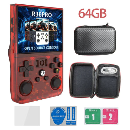 R36PRO Handheld Game Console – Hall Effect Joystick 3.5" IPS RK3566 30+ Emulators 30000 Games 4000mAh 64GB 128GB PS1 N64 PSP GBA 5 Colors