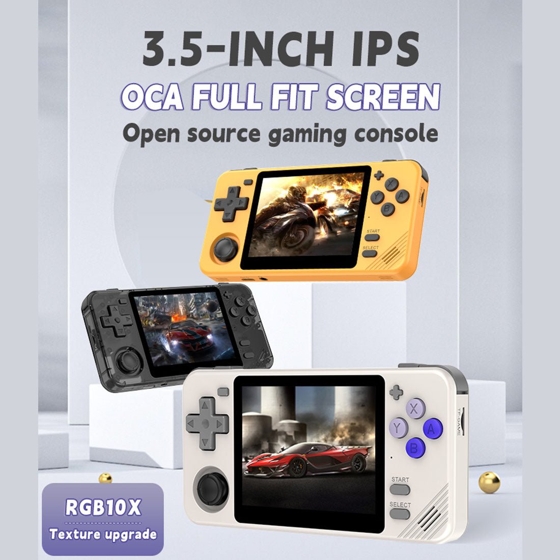 Preloaded Retro Handheld Game Console Powkiddy RGB10X 3.5 Inch IPS 10000 Games Ready to Play 8-Hour Battery Linux Open Source Lightweight 150g Portable Emulator