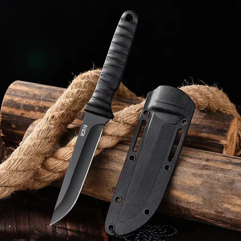 Survival Knife – 9Cr18MoV Steel Tactical Camping Knife with Neck Sheath for Outdoor & Self-Defense