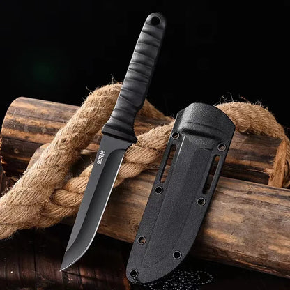 Survival Knife – 9Cr18MoV Steel Tactical Camping Knife with Neck Sheath for Outdoor & Self-Defense