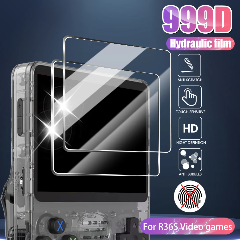R36S R35S Screen Protector + EVA Storage Case Set 9H Tempered Glass Scratch-Resistant Waterproof Retro Handheld Console Accessories Protection Kit Gift for Gamers