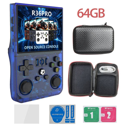 R36PRO Handheld Game Console – Hall Effect Joystick 3.5" IPS RK3566 30+ Emulators 30000 Games 4000mAh 64GB 128GB PS1 N64 PSP GBA 5 Colors