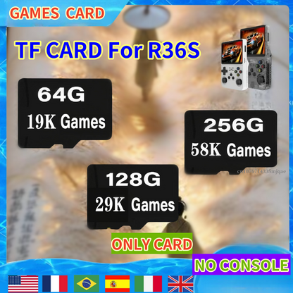 R36S Memory Card TF Card Preloaded Retro Games – 64GB 19000 Games 128GB 29000 Games 256GB 58000 Games 512GB 95000 Games PSP Option Plug and Play
